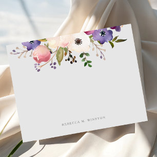 Elegante florale rosa lila personalisierte Schreib Mitteilungskarte