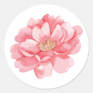 Elegante Florale Rosa Pfingstrosen Blumen Hochzeit Runder Aufkleber