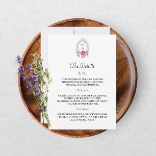 Elegante florale rosa Pfingstrosen-Monogramm-Hochz Einladung