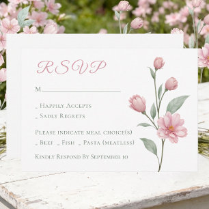 Elegante Florale Rosa Salbei Frühling Garten Hochz RSVP Karte