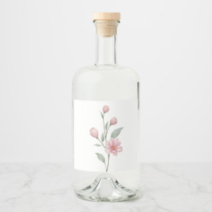 Elegante Florale Rosa Salbei Sommergartenhochzeit Alkoholflaschenetikett