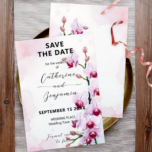 Elegante Florale Rosa Schmetterlings-Orchideen Hoc Save The Date