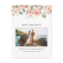 Elegante florale Rose Rosa Save the Date Postkarte