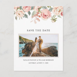Elegante florale Rose Rosa Save the Date Postkarte