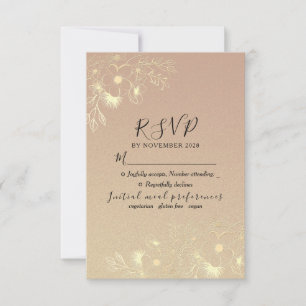 Elegante Florale Roségold-Hochzeit  RSVP Karte