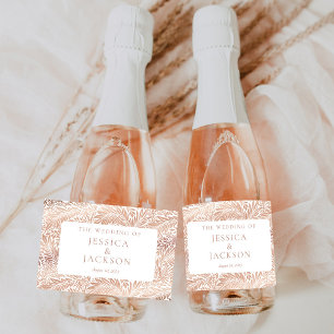 Elegante florale roségoldene Champagner-Etiketten