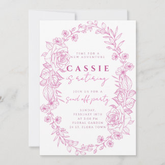Elegante florale rosige rosa Ruhestands-Einladung Einladung