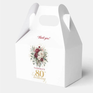 Elegante Florale Röte Burgunder 80. Geburtstag Ges Geschenkschachtel