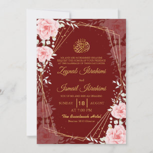Elegante florale rote goldene islamische muslimisc einladung