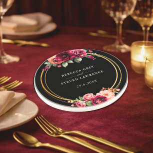 Elegante florale rote schwarze stimmungsvolle roma getränkeuntersetzer
