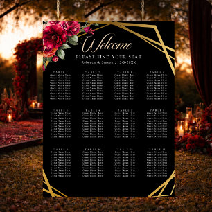 Elegante florale rote schwarze stimmungsvolle Sitz Poster