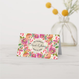 Elegante Florale Rustikale Chic-Kraft-Tischsitzord Platzkarte