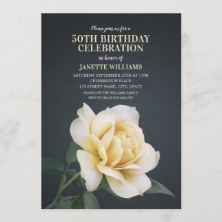 Elegante florale Rustikale Gelbe Rose Moderne Gebu Einladung