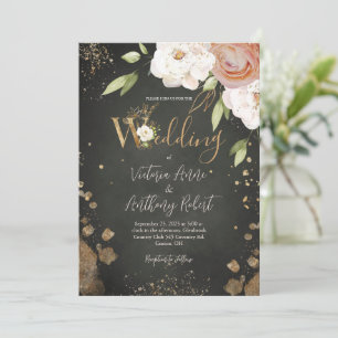 Elegante florale rustikale goldene Hochzeits-Einla Dankeskarte