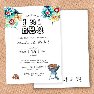 Elegante Florale Rustikale I Do BBQ Verlobungsfeie Einladung