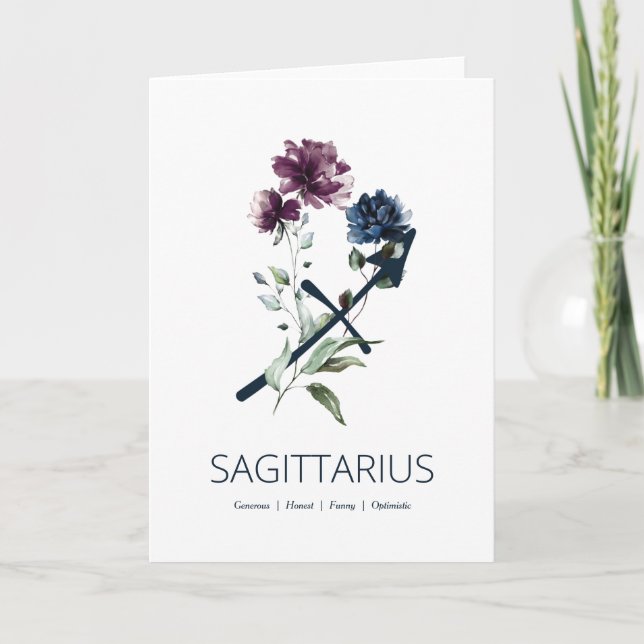 Elegante florale Sagittarius Geburtstagskarte Karte (Vorderseite)