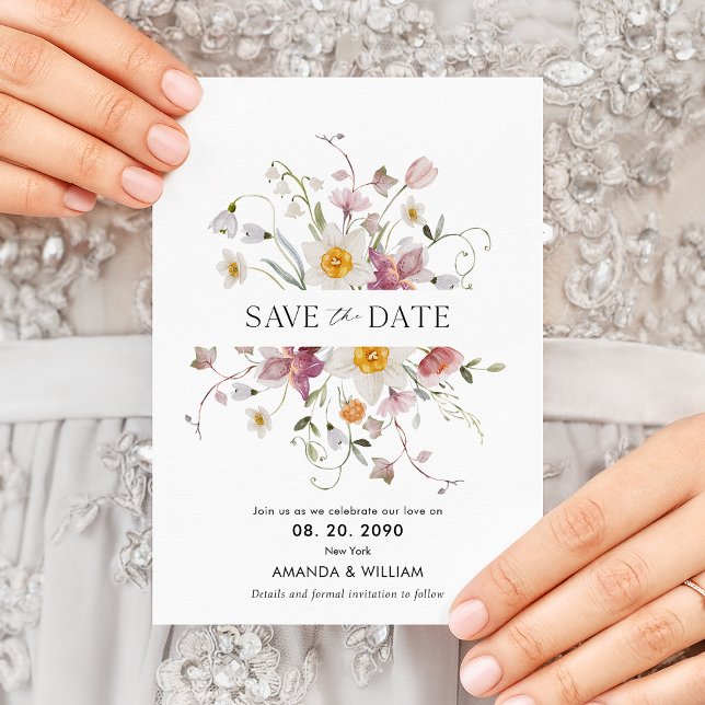Elegante, florale Save the Date-Karte Ankündigung (Von Creator hochgeladen)