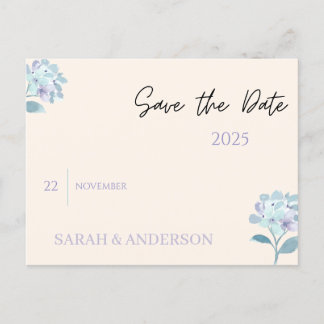 Elegante Florale Save-the-Date-Karte Ankündigungspostkarte