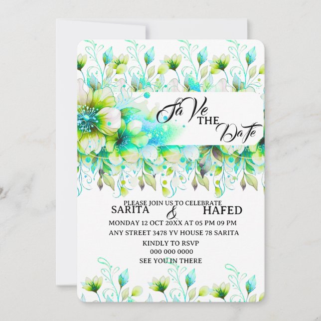 Elegante florale Save-the-Date-Vorlage, Wildblume  Save The Date (Vorderseite)