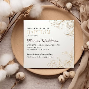 Elegante florale Schmuck-Foto-Taufe Einladung
