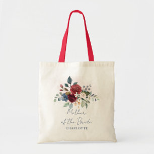 Elegante Florale Schreibschrift Burgunder Brautmut Tragetasche