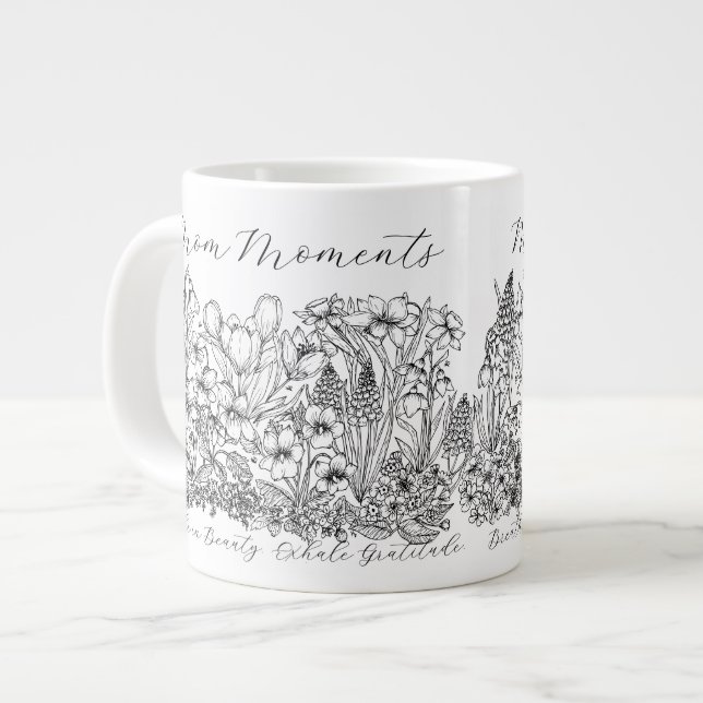 Elegante Florale Schriftart Boho-Linienkunst  Jumbo-Tasse (Vorderseite Links)