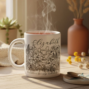 Elegante florale Schriftzug Boho-Linienkunst Jumbo-Tasse