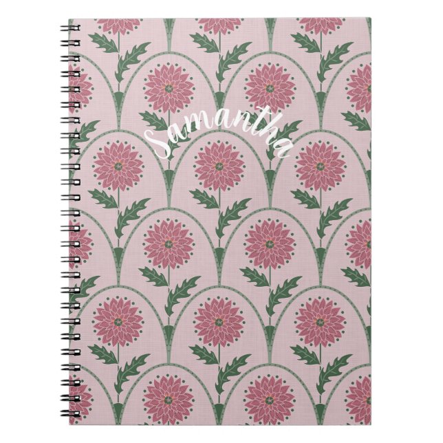 Elegante florale Schuppenform & individueller Name Notizblock (Vorderseite)