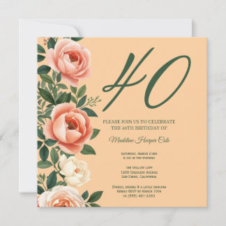 Elegante Florale Seitenrand-Geburtstagseinladung