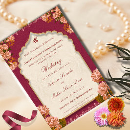 Elegante florale Sikh-Hochzeit | Punjabi-Hochzeit Einladung