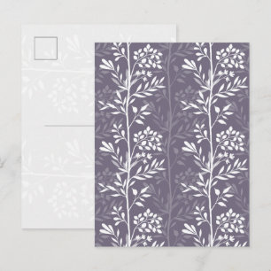 Elegante Florale Silhouette Lavendel Purpur Minima Feiertagspostkarte