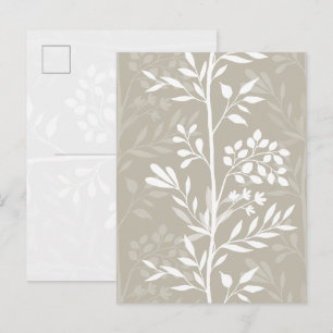 Elegante Florale Silhouette Neutrales Beige Minima Postkarte