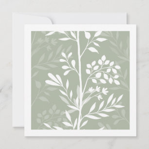 Elegante Florale Silhouette Salbei Grün Minimalist Mitteilungskarte