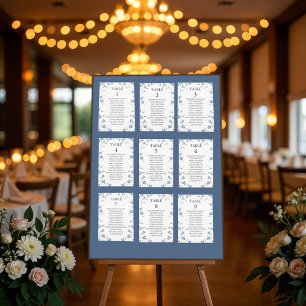 Elegante florale Sitzplakatkarten mit Gästennamen Dankeskarte