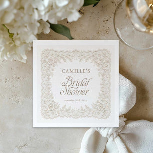 Elegante Florale Spitzen-Hochzeitsdusche-Papier-Se Serviette