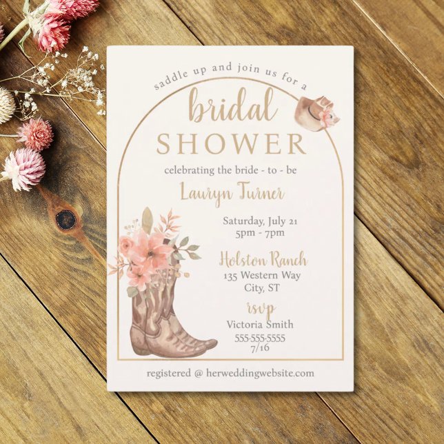 Elegante florale Stiefel Cowgirl Bridal Dusche Einladung (Elegant Floral Boots Cowgirl Bridal Shower Invitation)