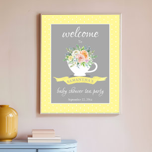 Elegante Florale-Teetasse-Baby-Shower-Teeparty Poster