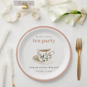 Elegante Florale Teetasse Brautparty-Teeparty  Pappteller