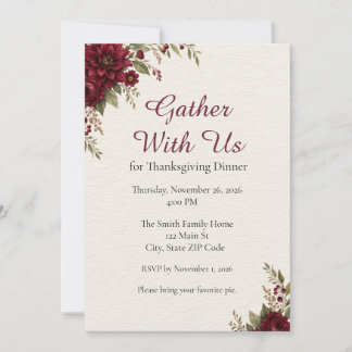 Elegante Florale Thanksgiving-Dinner-Einladung Save The Date