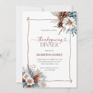 Elegante Florale Thanksgiving-Dinnerparty Einladung