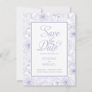 Elegante Florale Toile Lila Lila Hochzeit Save The Date