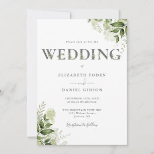 Elegante Florale Typografie Hochzeit Einladung