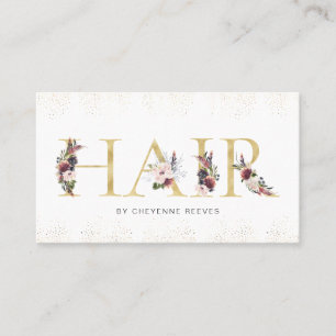 Elegante Florale Typografie mit Wasserfarbe Haar Visitenkarte