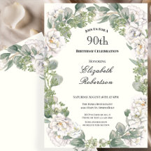 Elegante Florale Umrandung Damen 90. Geburtstag 