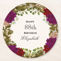 Elegante Florale Umrandung Frau 88. Geburtstag Cus