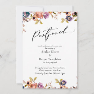 Elegante florale verschobene Hochzeitsanzeige Einladung
