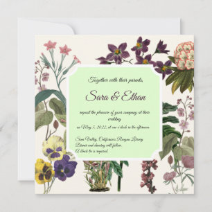 Elegante, florale, Vintage Einladung zur Hochzeit