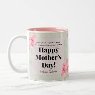 Elegante Florale Vintage Rosa & Grün Muttertag Zweifarbige Tasse