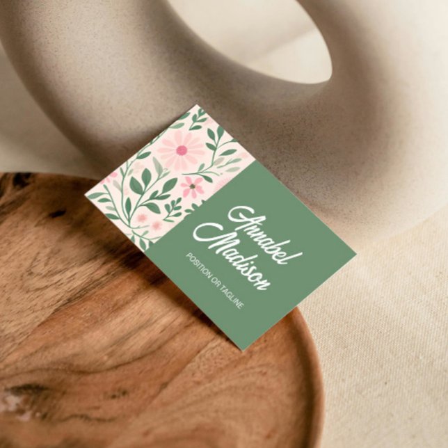 Elegante florale Visitenkarte mit QR Code | DP7 (best business card idea inspiration template design online printing buy online from zazzle)
