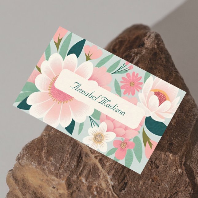 Elegante florale Visitenkarte mit QR Code | DP7 (best business card online design template minimal attractive stunning floral trending modern design)